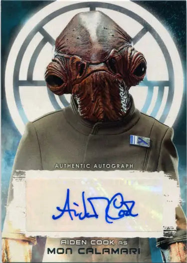 Alien Mon Calamari in military uniform from Star Wars by Aiden Cook Autograph Card