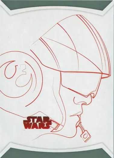Minimalist red line drawing of a Star Wars character helmet on Silver Parallel card