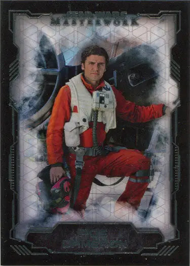Pilot in orange flight suit with helmet, featured in Star Wars Masterwork Base Card
