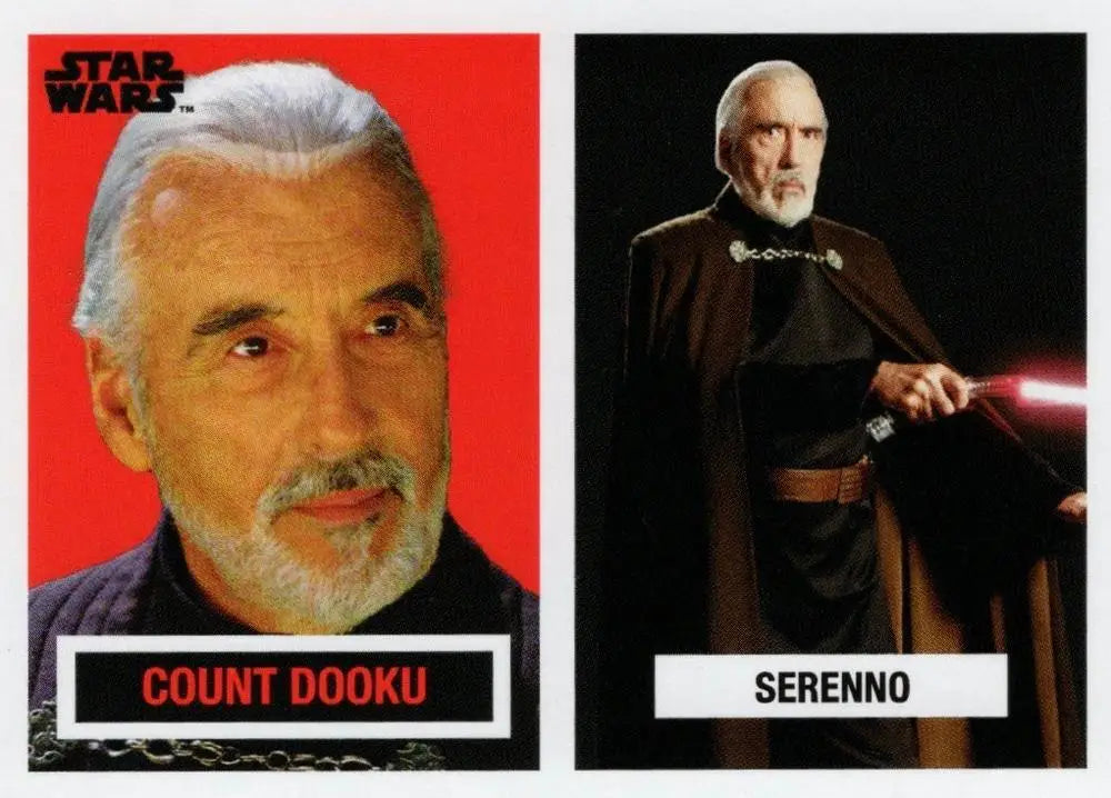 Star Wars trading card featuring Count Dooku and Serenno from Topps Football 1957