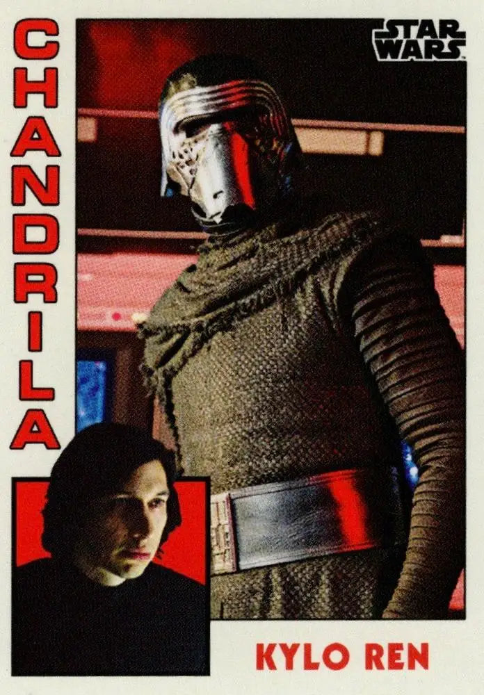 Star Wars trading card featuring Kylo Ren in a dark costume and distinctive helmet
