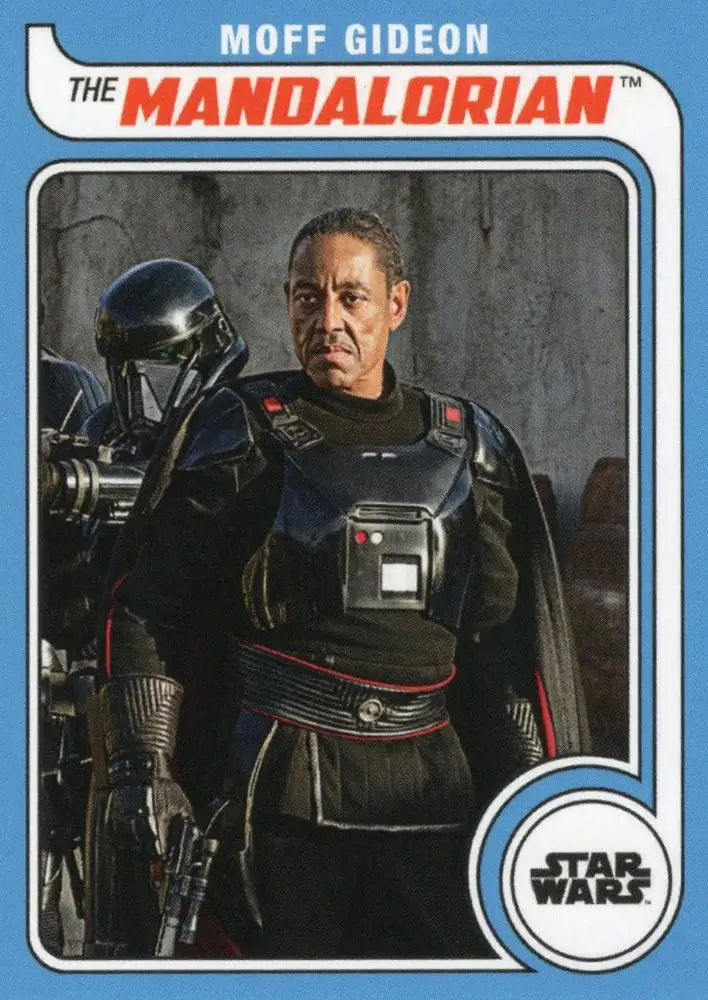 Moff Gideon trading card in dark military attire from Star Wars, Topps Hockey style