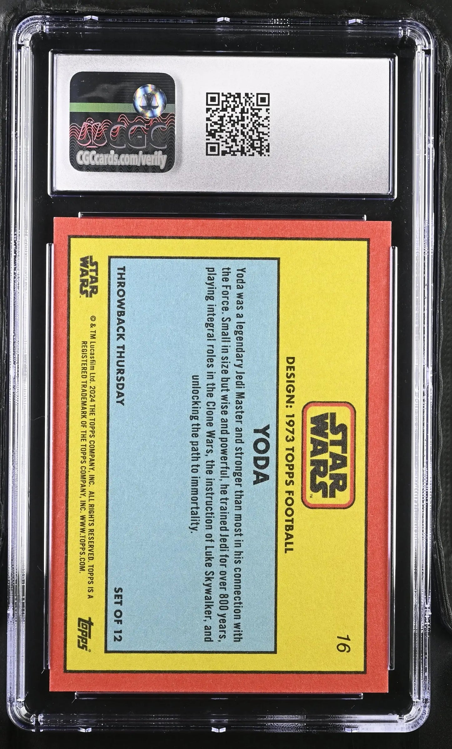 Encased Yoda Bronze Star Wars trading card CGC 10 Gem Mint from Throwback Thursday 2024