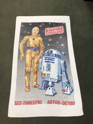 Star Wars towel featuring R2-D2 and C-3PO from The Empire Strikes Back, 1979 design