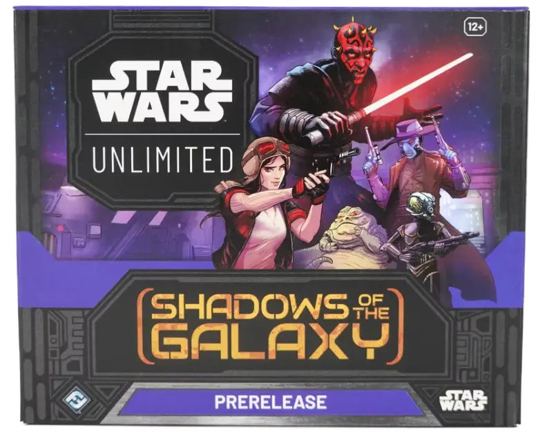 Star Wars Unlimited: Shadows of the Galaxy Prerelease Kit with iconic characters and weapons