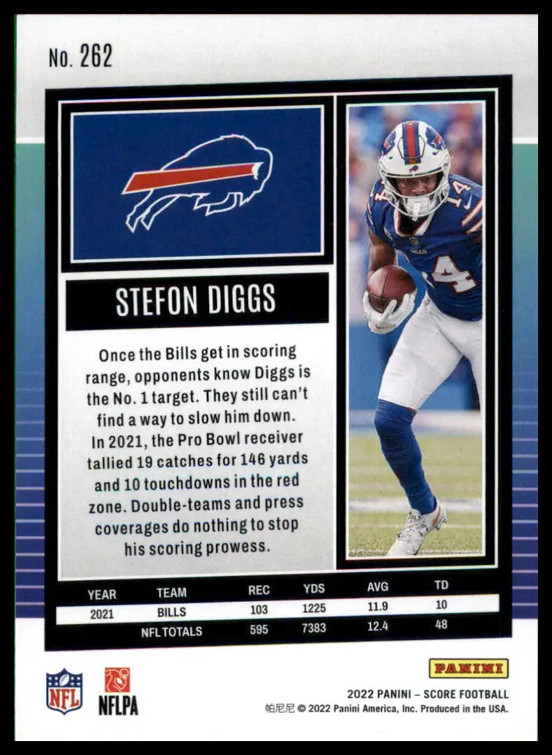 Stefon Diggs football card from Stefon Diggs 2022 Score series featuring Buffalo Bills