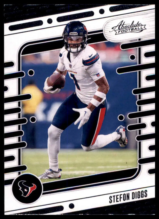 Football trading card featuring Stefon Diggs in white and blue uniform from Panini Absolute