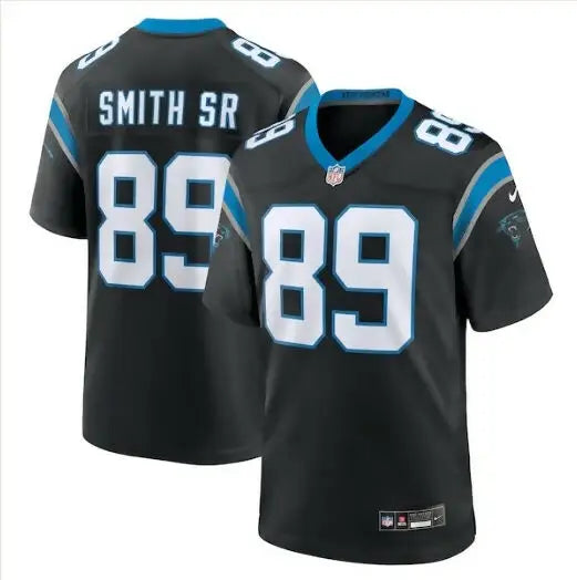 Black and blue Carolina Panthers jerseys with number 89 featuring Steve Smith Sr