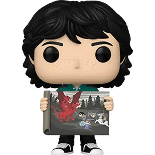 Stranger Things Season 4 Funko Pop figure of Mike holding Will’s dragon artwork