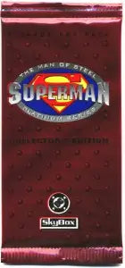 Factory sealed trading card pack featuring Superman logo and DC Comics branding