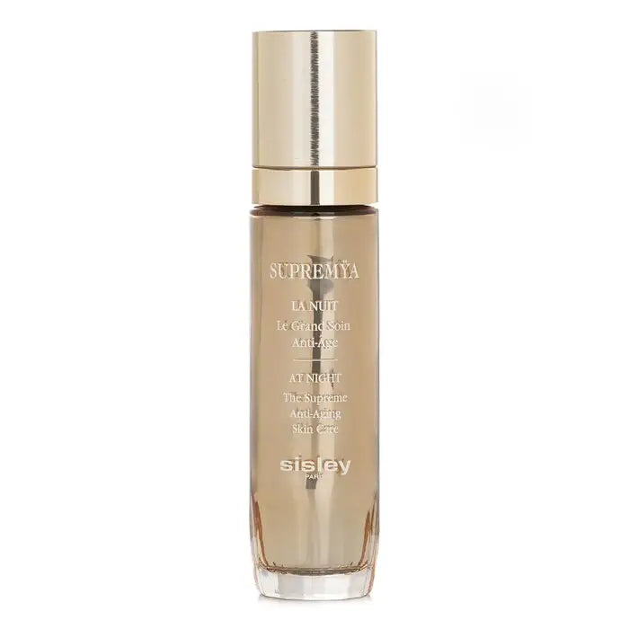 Gold-colored bottle of Supremya At Night The Supreme Anti Aging Skin Care Lotion