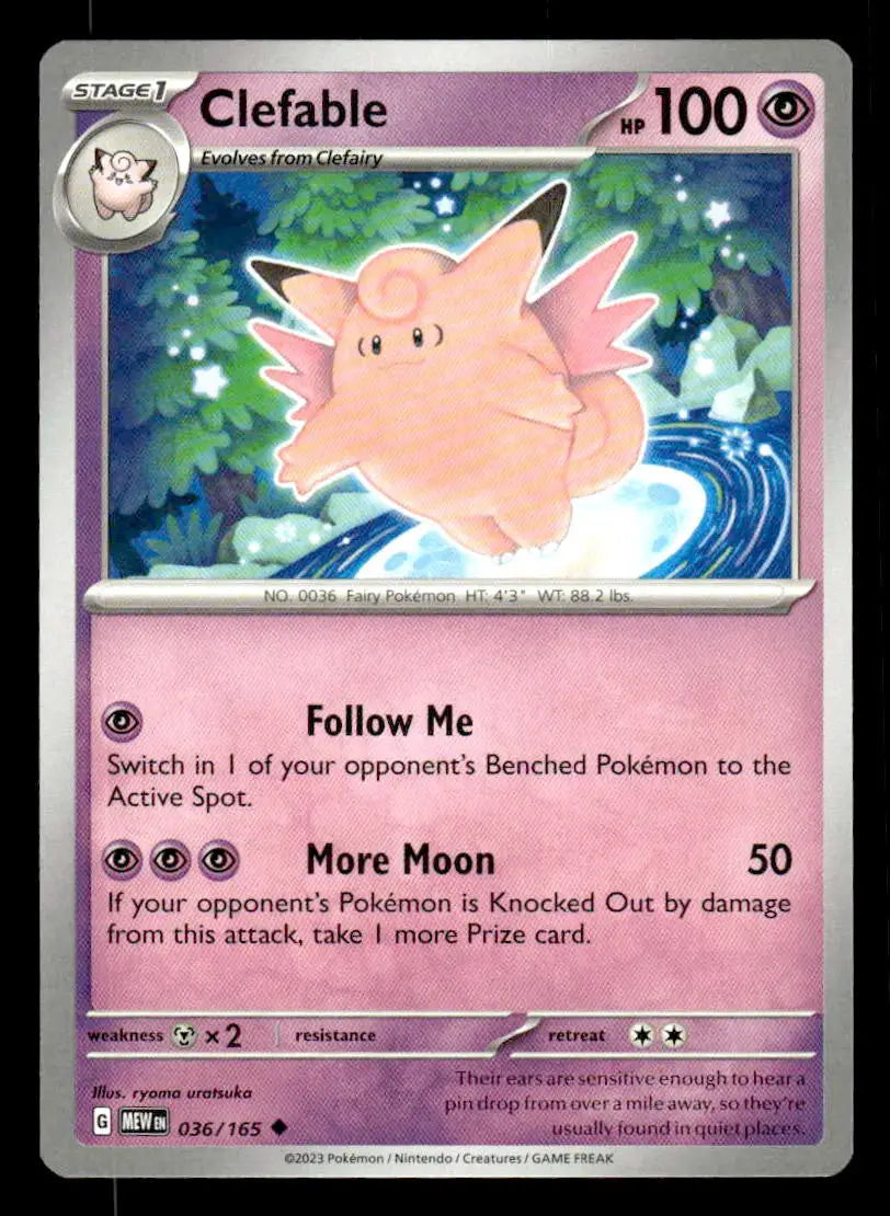 Pink Clefable Pokémon trading card with 100 HP from SV Scarlet & Violet 151