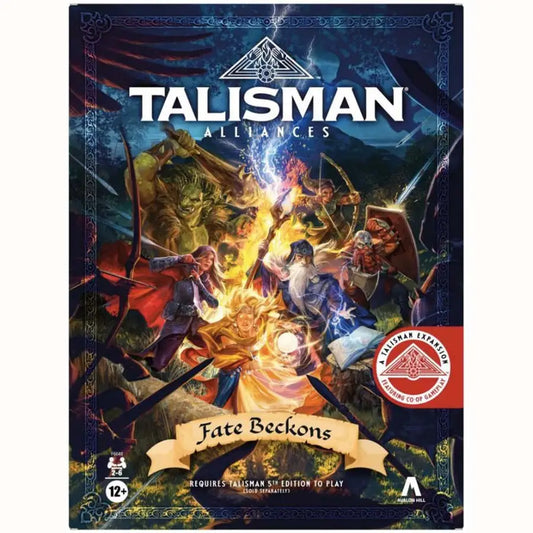 Talisman Alliances board game expansion box with game cards and doom tracker features
