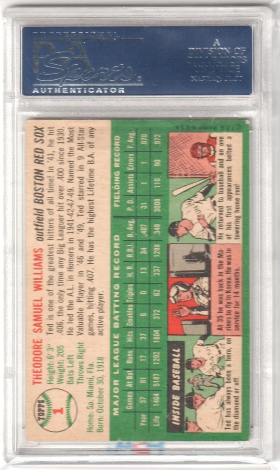 Graded Ted Williams 1954 Topps baseball card PSA 5.5 EX+ Red Sox from Columbia Hobby