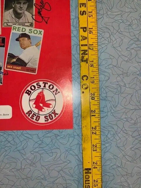 Boston Red Sox poster featuring Ted Williams with a measuring stick for display