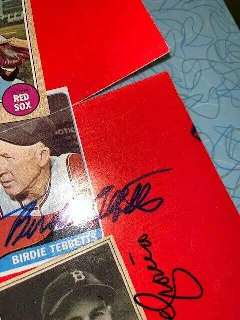 Signed baseball cards featuring Ted Williams and Boston Red Sox legends