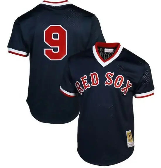 Navy Red Sox baseball jersey from Ted Williams Boston Red Sox 1990 Authentic Cooperstown Collection