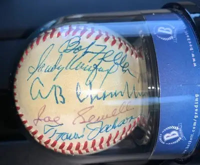 Signed HOF baseball with Ted Williams, Sandy Koufax, Ted Lyons in Beckett case