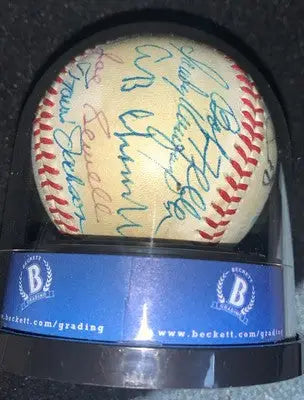 Official American League signed HOF baseball featuring Ted Williams in display case