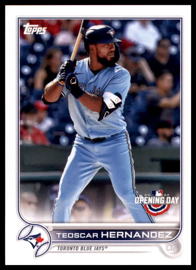 Teoscar Hernandez baseball card from Topps Opening Day 2022 Toronto Blue Jays season