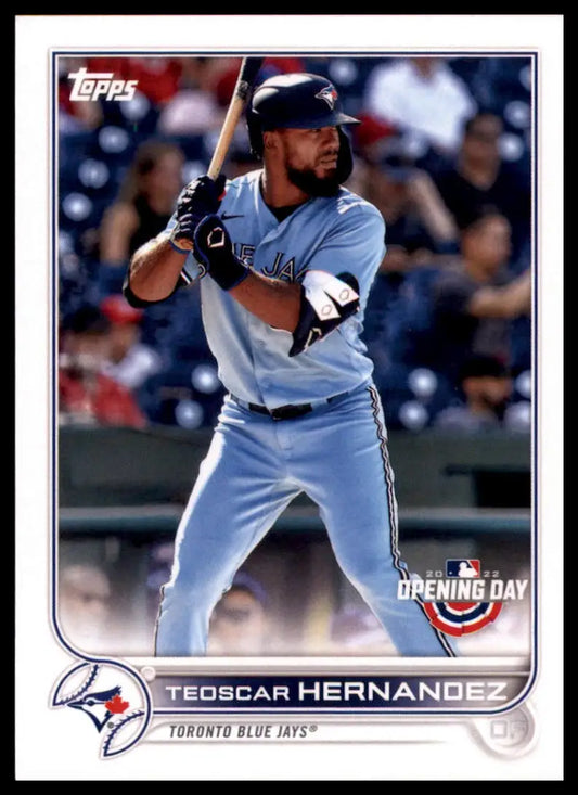 Teoscar Hernandez baseball card from Topps Opening Day 2022 Toronto Blue Jays season