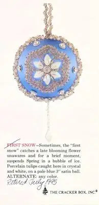 Embellished blue satin Christmas ornament from The Cracker Box ornament kits