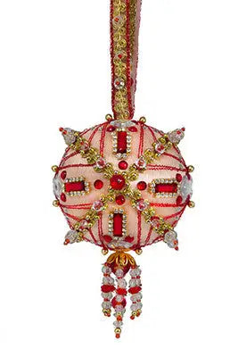 Jewel-encrusted spherical ornament with beaded tassel from The Cracker Box Gypsy Jewels Desert Sunset kit