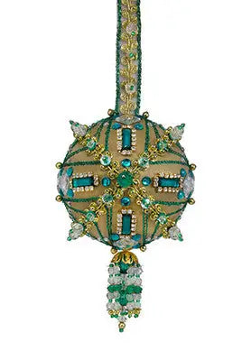 Ornate emerald green and gold decorative ornament from The Cracker Box Gypsy Jewels ornament kit