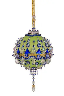Vibrant green Christmas ornament with beads and crystals from Cracker Box Diamond Twinkle kit