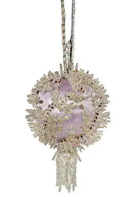 Lavender and silver beaded ornament with tassel from Cracker Box Icy Forest Christmas ornament kit
