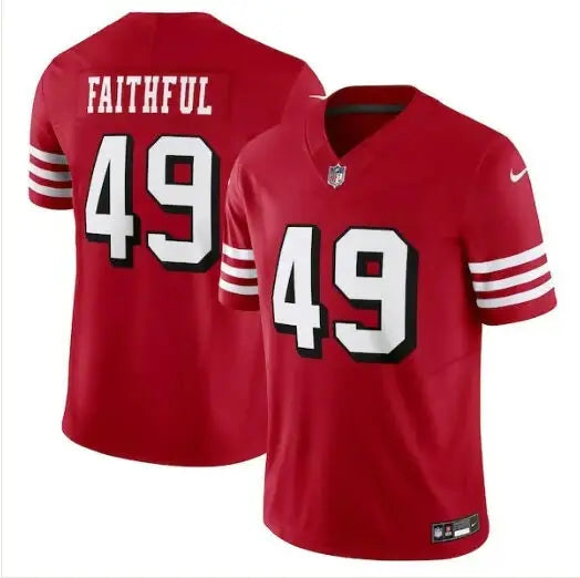Red San Francisco 49ers Nike Vapor F.U.S.E. Limited Jersey with white numbers and stripes