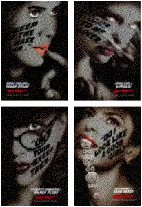 Four movie posters with close-up faces from The Spirit San Diego 2008 Trading Cards