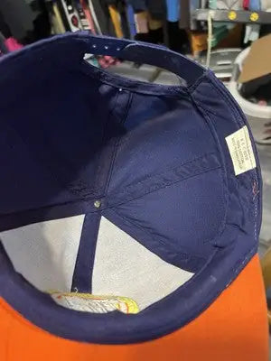 Tide Racing blue and orange snapback hat with a baseball cap design and snapback closure