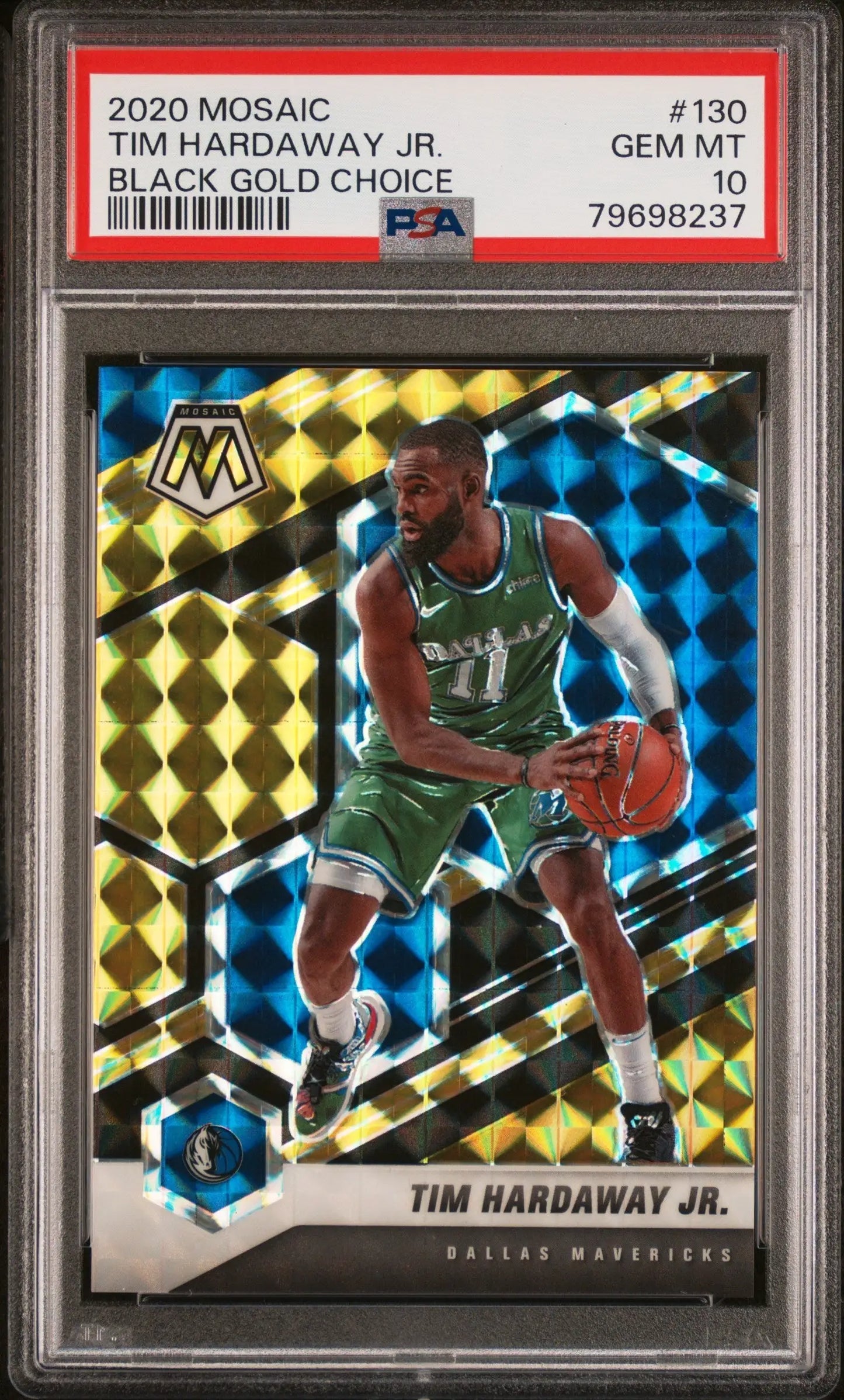 PSA-graded Tim Hardaway Jr. 2020 Panini Mosaic Black Gold Choice basketball card