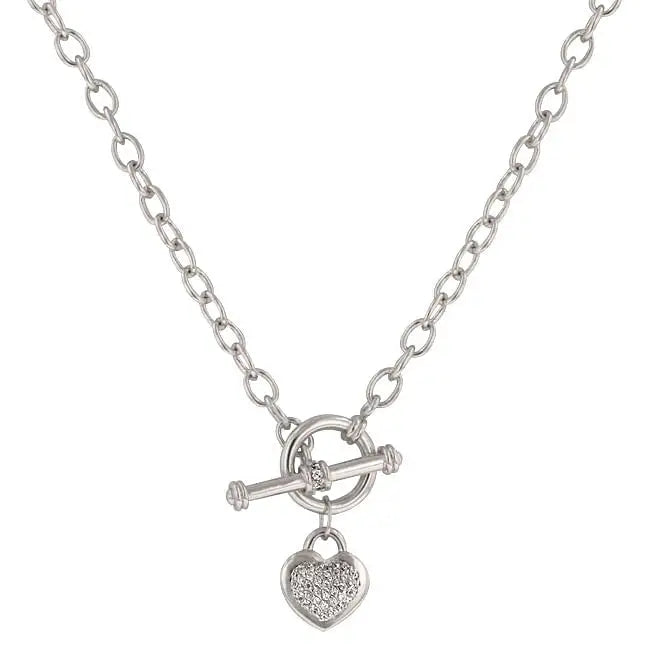 Toggle Pave Heart Necklace - Necklaces