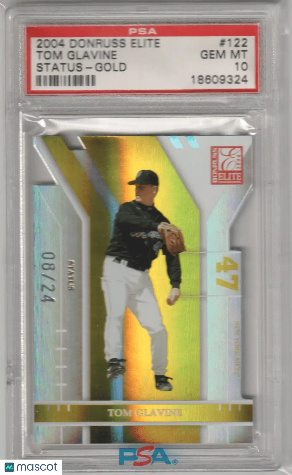 Tom Glavine baseball card from Donruss Elite Status Gold PSA 10 GEM MINT Columbia Hobby