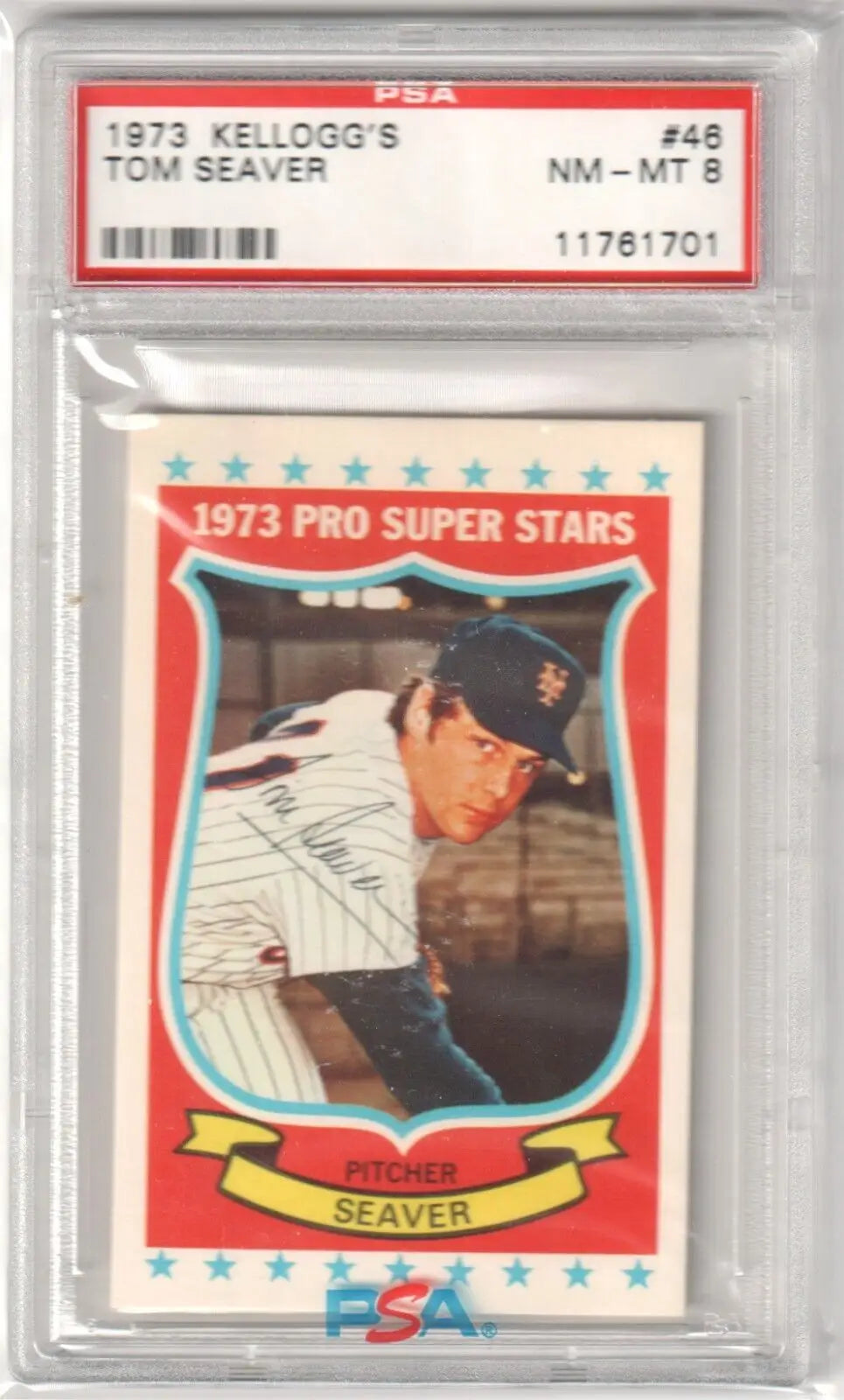 Graded 1973 Kellogg’s Tom Seaver baseball card from Pro Super Stars collection