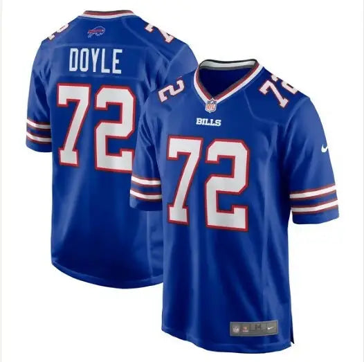 Blue football jersey featuring Tommy Doyle Buffalo Bills Nike Game Player Jersey design