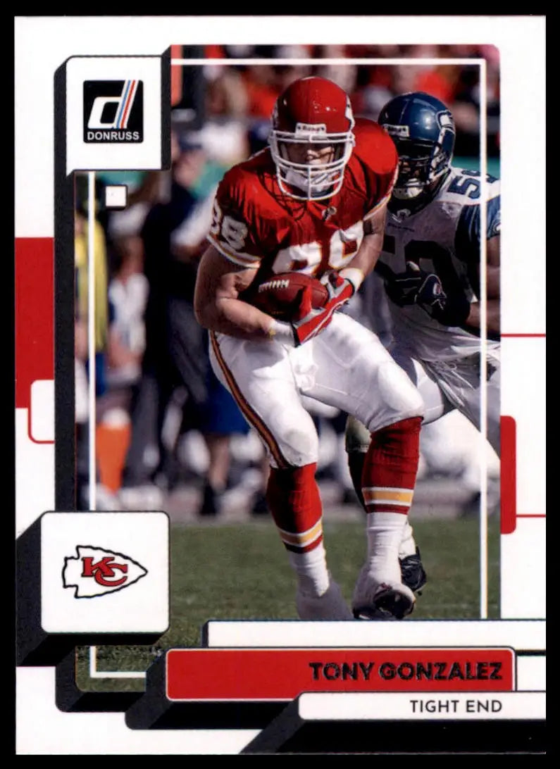 Tony Gonzalez 2022 Donruss football card featuring Kansas City Chiefs player