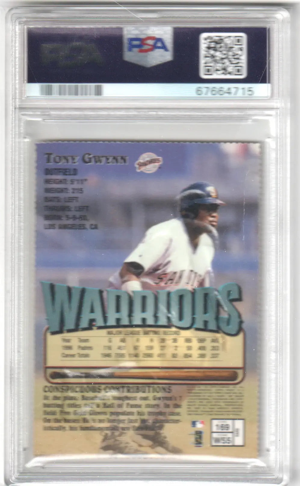 Graded Tony Gwynn baseball card from Columbia Hobby Finest Embossed Refractor collection