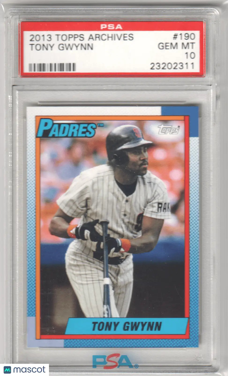Graded Tony Gwynn baseball card from Topps Archives, PSA 10 GEM MINT, Columbia Hobby