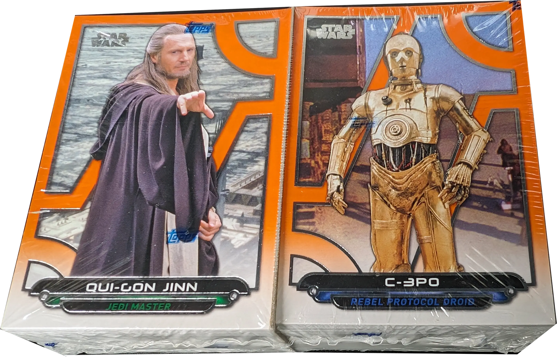 Two Star Wars trading cards, Jedi Master and C-3PO, from Galactic Files Reborn set