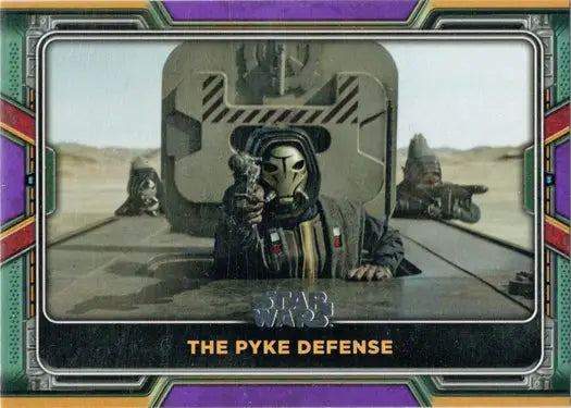 Star Wars trading card featuring The Pyke Defense in Topps 2022 Purple Parallel
