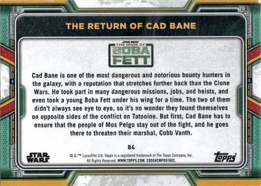 Red parallel trading card of Cad Bane from Star Wars: The Book of Boba Fett