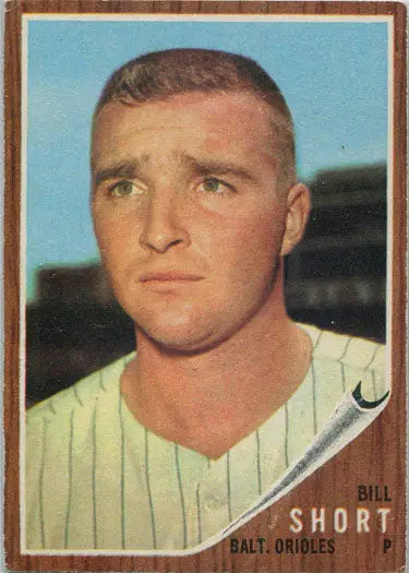 Baseball card of Bill Short in pinstriped uniform from Topps Baseball trading cards