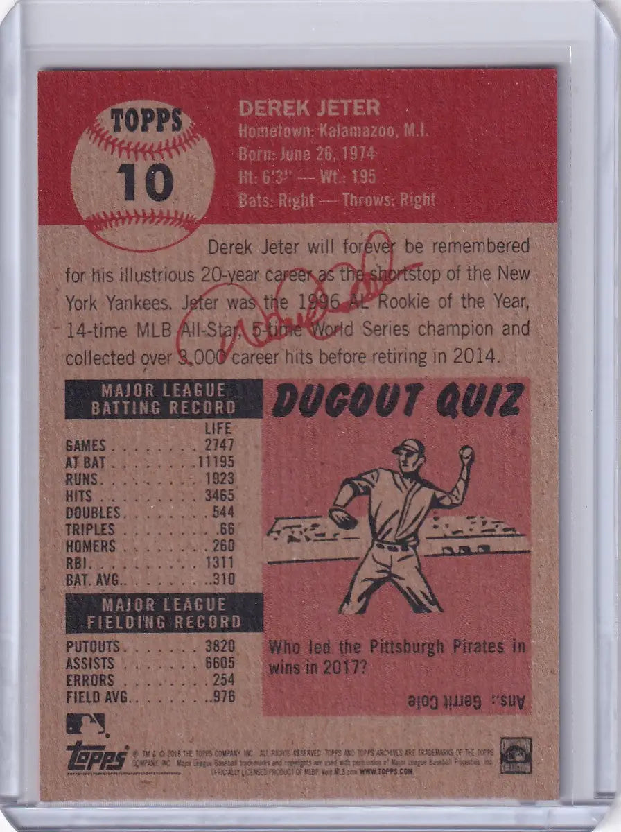 Baseball card of Derek Jeter from Topps Baseball Living Set #10, New York Yankees