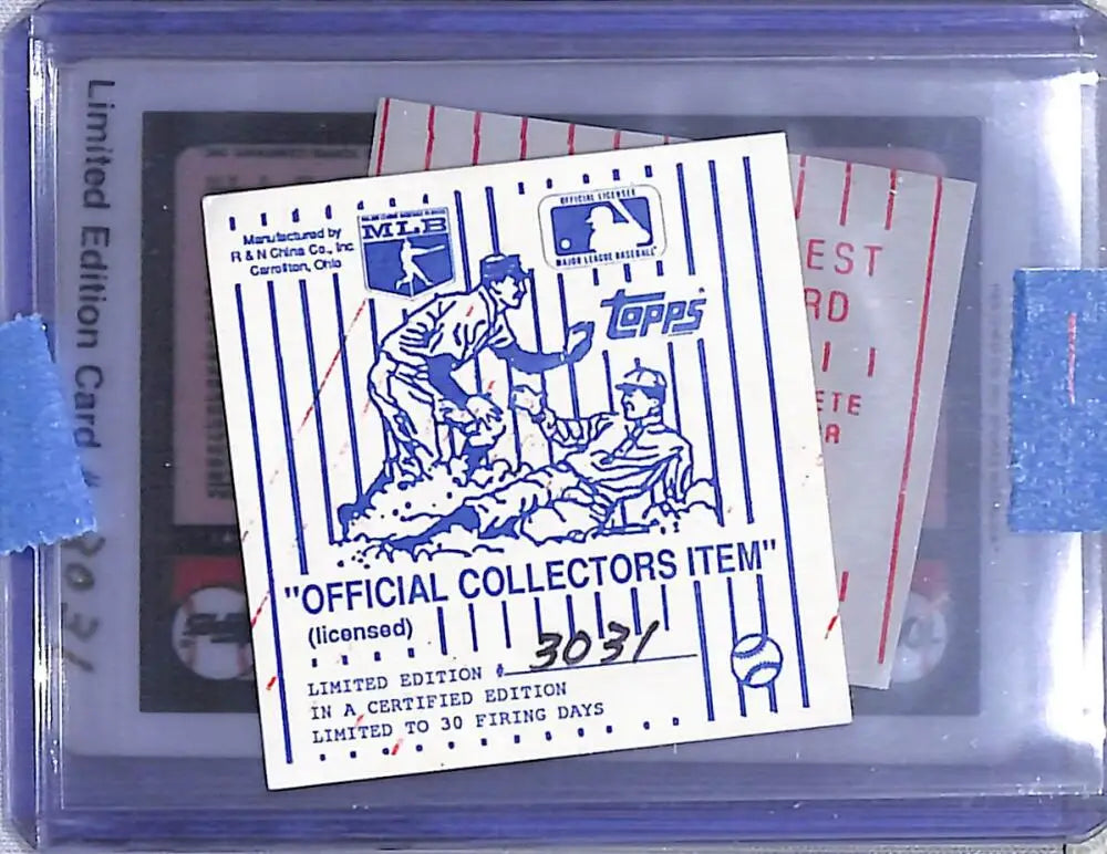 Nolan Ryan Texas Rangers baseball card in protective case from Topps Porcelain 1989