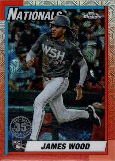 James Wood baseball card from Topps Series One 2025 Chrome Silver Card collection