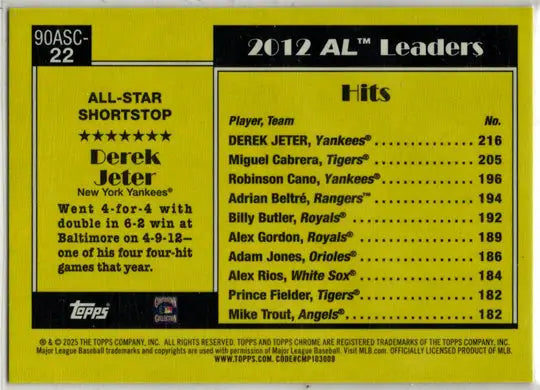 Derek Jeter baseball card from Topps Series Two Baseball 2025 Chrome Silver collection