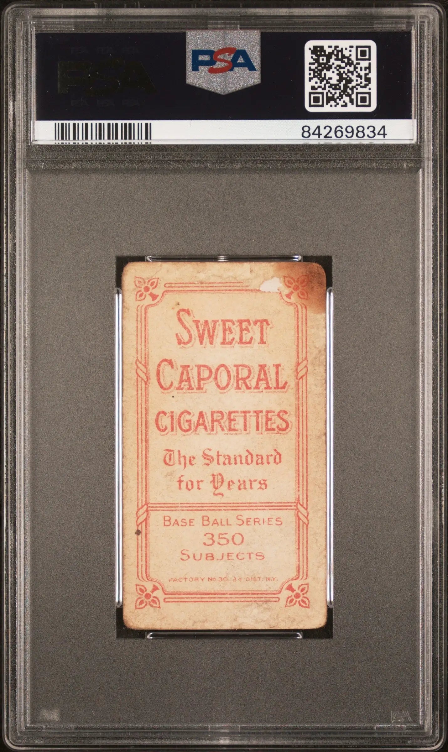 Topsy Hartsel T206 Sweet Caporal cigarette card in PSA grading case